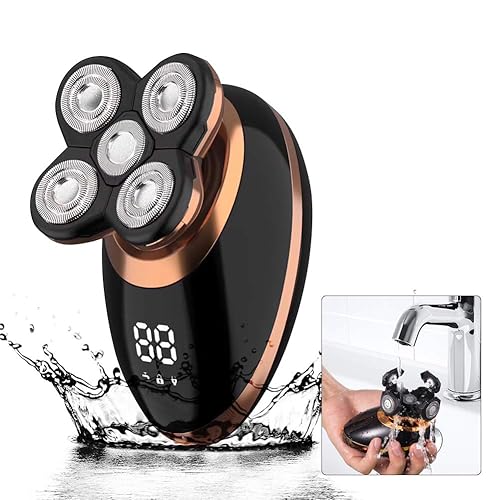 Miniatura 7 de Surker Afeitadoras de cabeza para hombres calvos, maquinilla de afeitar eléctrica 4D 5 en 1, recortadora de barba y nariz, kit de afeitado giratorio