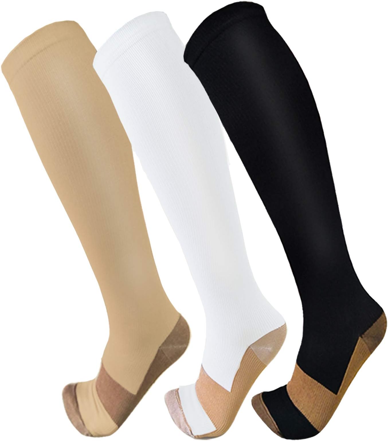3 Pack Copper Compression Socks - Compression Socks Women & Men Circulation - Best for Medical,Running,Athletic