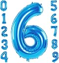 FI - FLICK IN 1 Pc Big Size Number 6 Foil Balloon 32 Inch Large Blue Number Foil Balloon 0 to 9 Number Balloons for Decoration 6th Birthday Anniversary Decoration Items (Pack of 1, Blue) gallery image