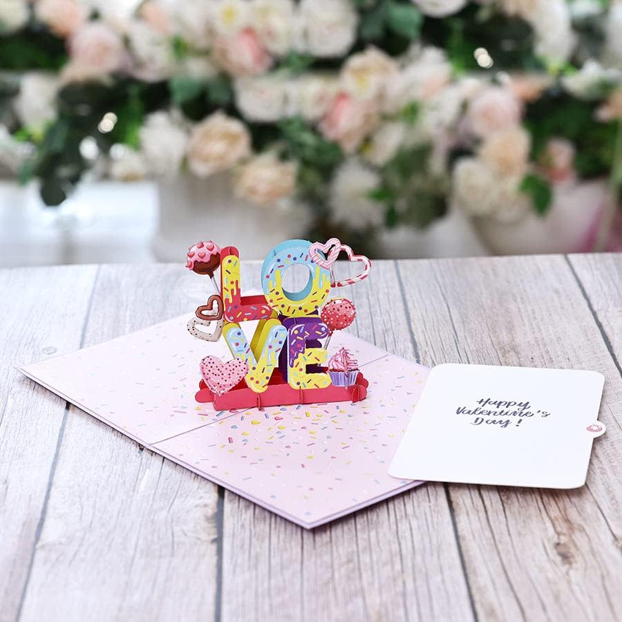 Miniatura 3 de UNIPOP Tarjeta desplegable de Love Candy, tarjeta de feliz día de San Valentín, tarjeta del día de San Valentín para mujeresnovia, tarjetas de amor