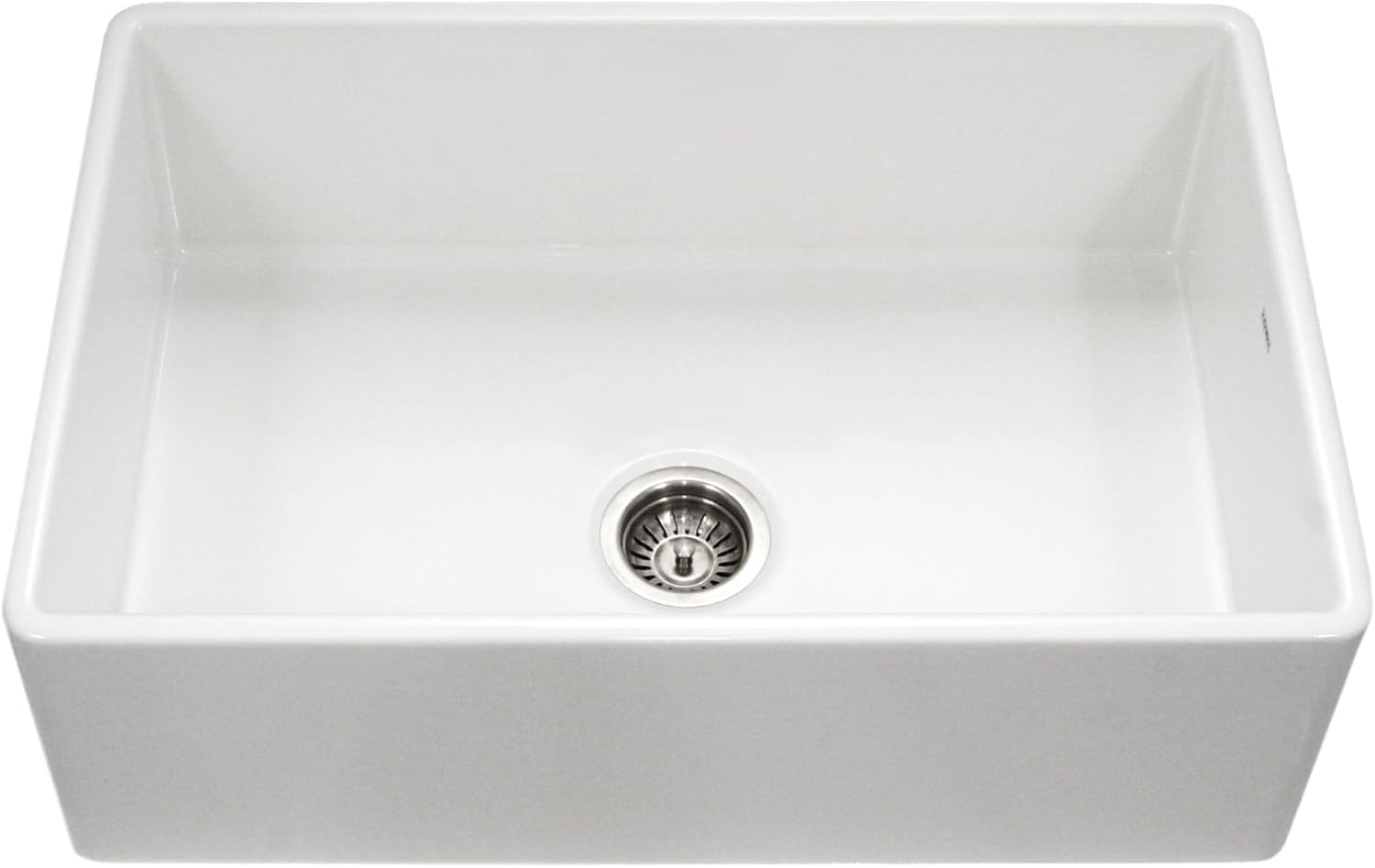Houzer PTG-4300 WH Platus 33 Inch Fireclay Series Farmhouse Sink, Undermount Apron Front Farm Sink with Single Bowl, Non Porous Surface Impervious to Cracks and Chips, White