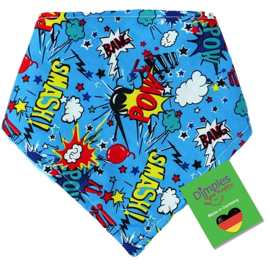 Bandana pour chien Dimples super-héros foulard fait main pour chiot chat 50cm