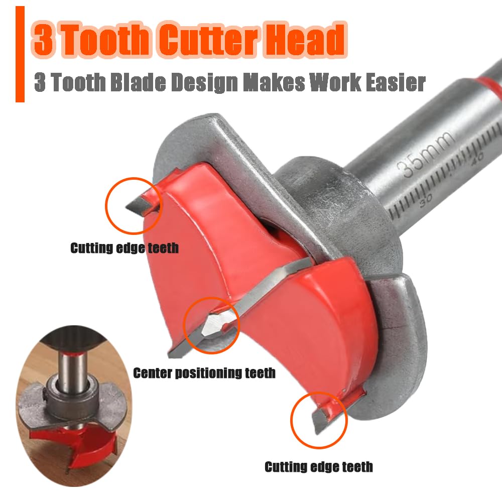 HaoTrade 35mm Hinge Jig Drill Guide Sets, Door Hinge Hole Drilling Jig Forstner Bits Set - Image 4