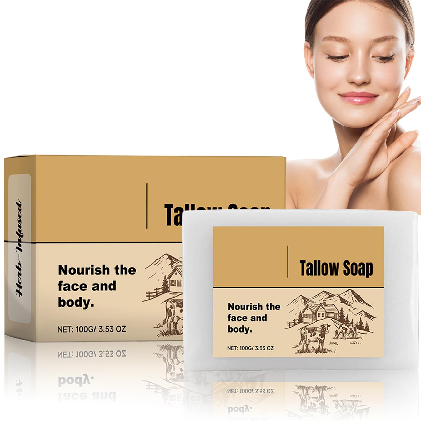 Beef Tallow Soap Bar for Skin, Handmade, Moisturizing, and Deep Cleansing Soap for Dry Skin. Nourishes Skin, Evens Tone