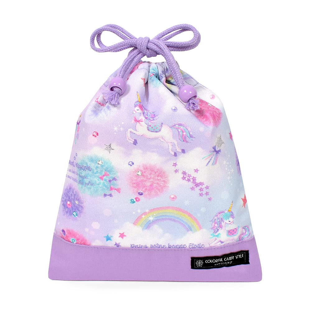 Amazon.co.jp: COLORFUL CANDY STYLE 巾着 中 マチ無し給食袋 女の子