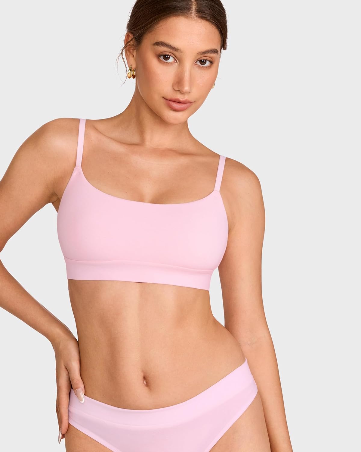 INLYRIC Women's Cotton Bralette - Wireless Unlined Sleep Comfortable Seamless Cami Bra - Image 2