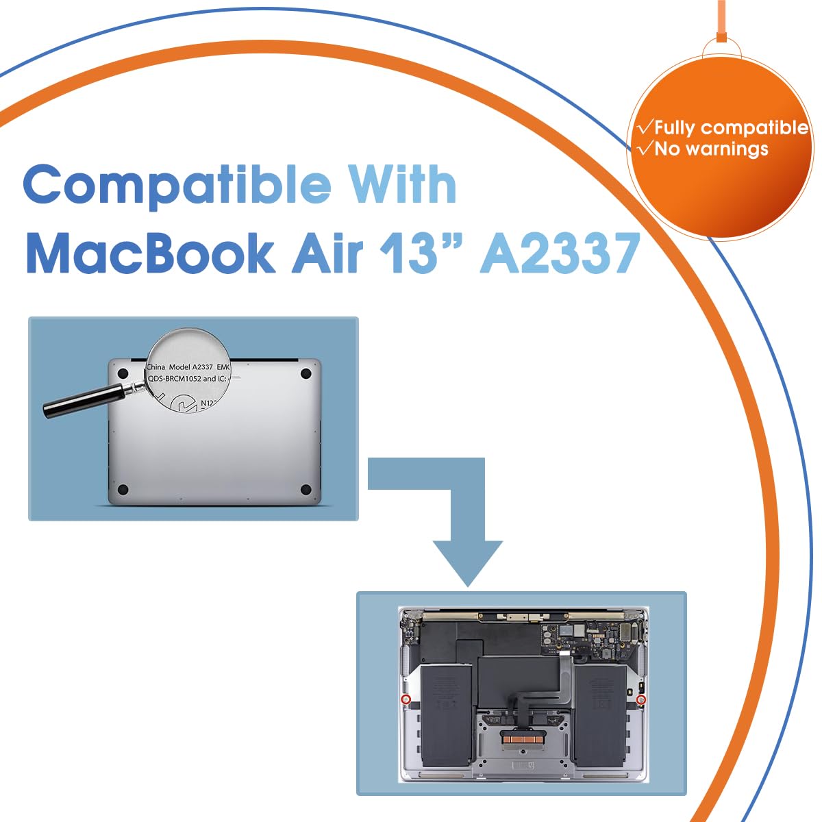 CYDZ A2389 Laptop Battery Replacement For Apple MacBook Air 13 Inch A2337 M1 EMC 3589 For MGNA3LL/A MGND3LL/A MGN53LL/A MGN63LL/A MGN73LL/A MGN83LL/A MGN83LL/A MGN93LL/A