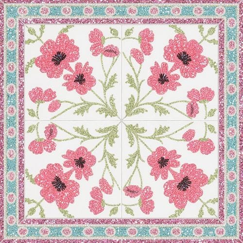 Image of Moroccan Tile Stickers | Waterproof Self Adhesive Peel & Stick Tile Decals for Kitchen Backsplash, Bathroom Wall, Floor, Furniture & Glass (8x8 Inch, Design 38)
