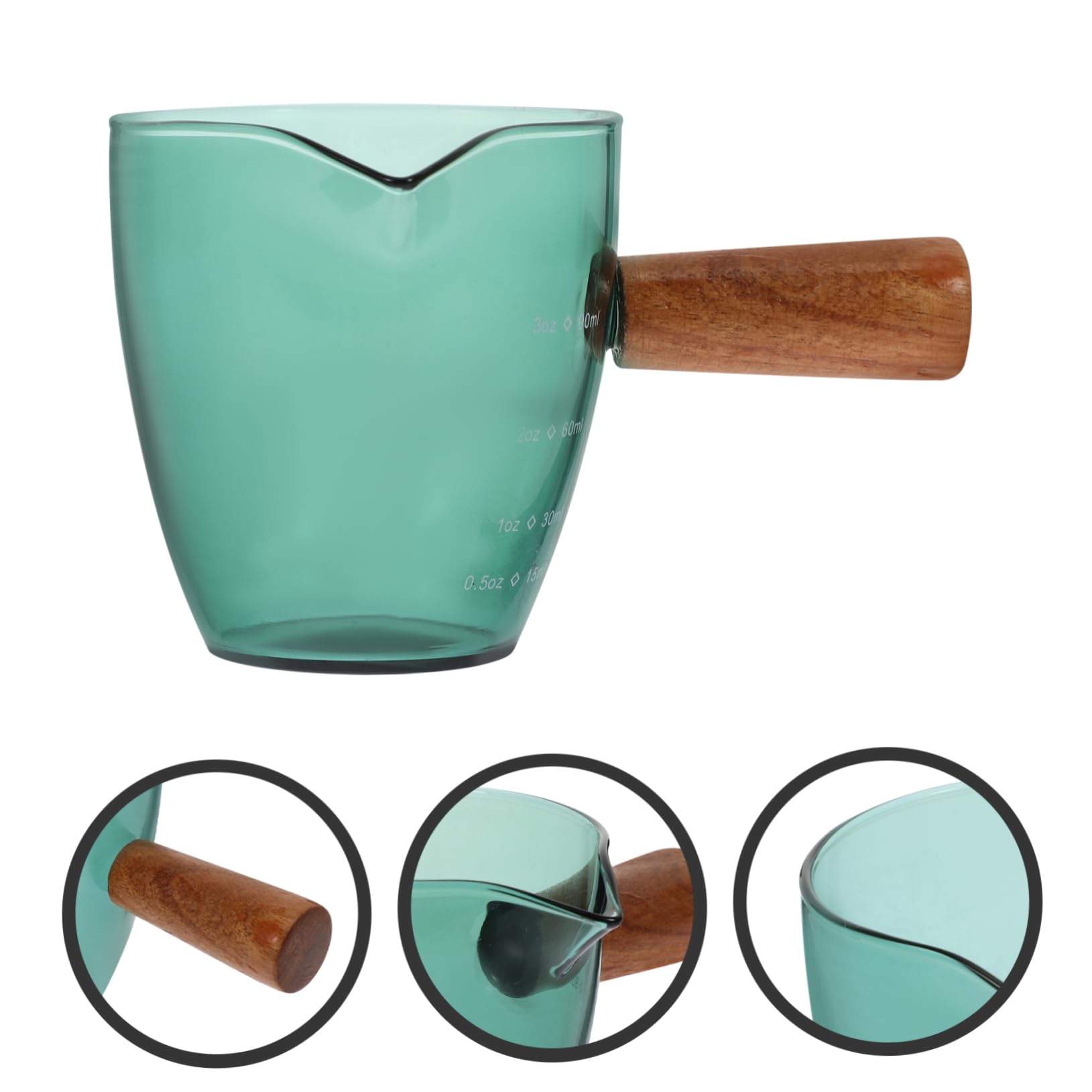 PartyKindom 5pezzi Bicchiere Da Caffè Con Manico Legno Misurino Per Latte e Caraffa Per Casa e Ristoranti Design Ergonomico Per Versare Facilmente