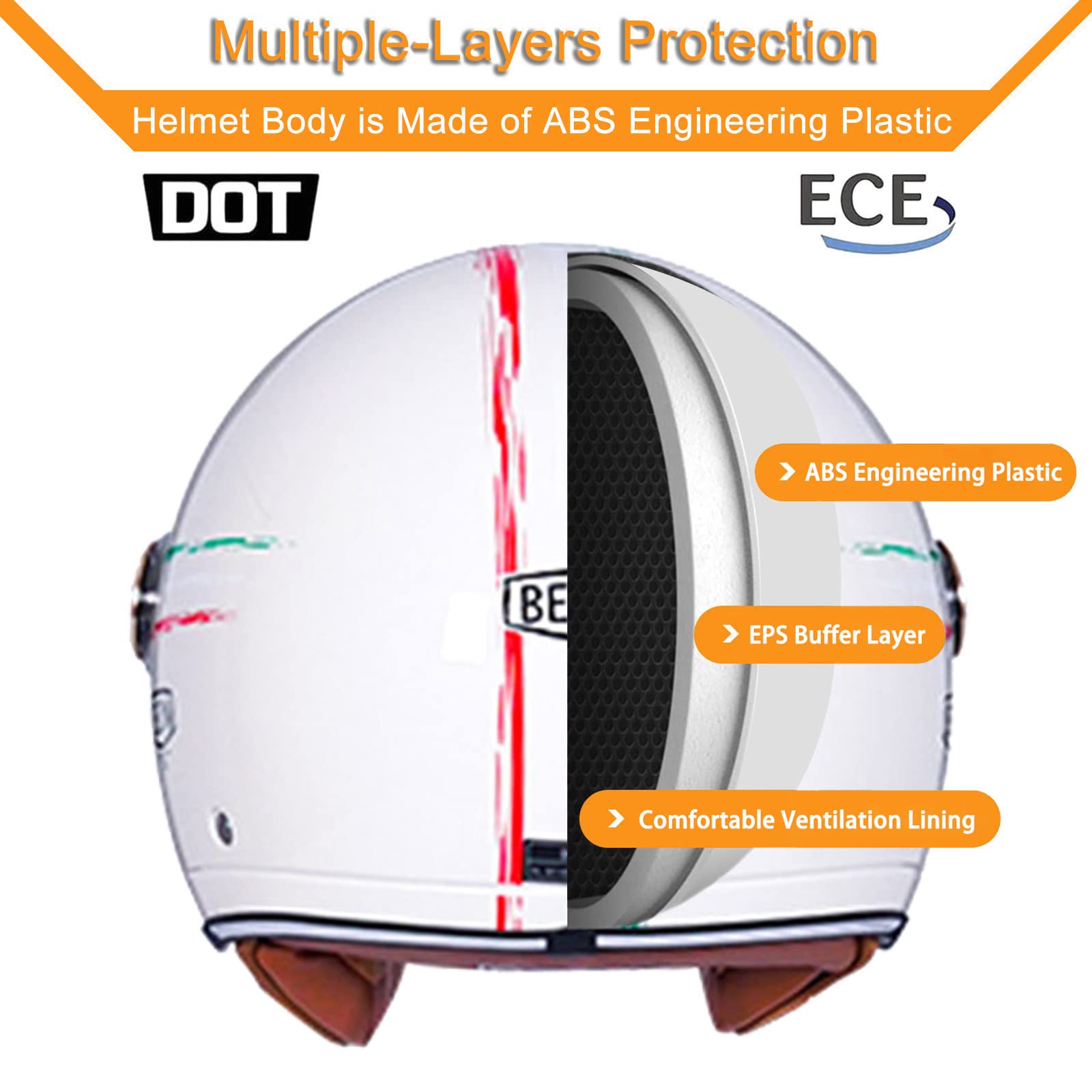 Retro Jethelme Herren Damen, DOT/ECE-Zertifizierter Vintage Offenem Motorrad Helm Open Face Helme Mit Doppelvisier, Rollerhelm Chopperhelm Cruiserhelm, Motorradhelm Halbschalenhelm Halber Sturz Helm