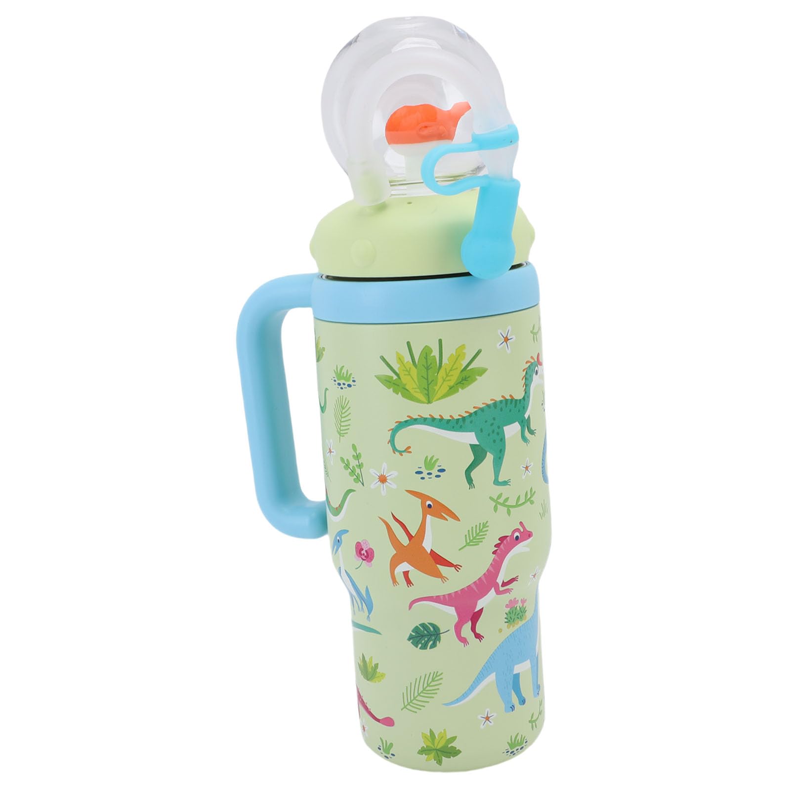Cryfokt Wal-Brunnenbecher aus Edelstahl für, 710 Ml, Schnabeltasse mit Spritzwassergeschützter, Breiter Öffnung und Ergonomischem Griff für Kleinkinder (GREEN)