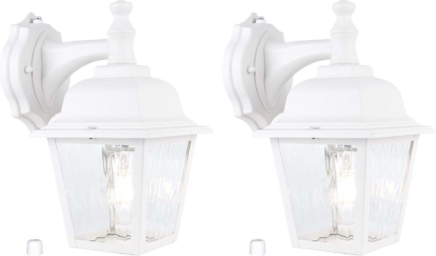 YoonLIT Dusk to Dawn Outdoor Porch Light, Large Waterproof Outdoor Wall Sconce Lanterns, Anti-Rust Exterior Wall Fixture with Clear Water Glass, for Garage Doorway Entryway, White, 2-Pack
