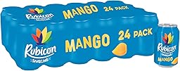 Rubicon 24 Pack Sparkling Mango Flavoured Fizzy Drink with Real Fruit Juice, Handpicked Fruits for a Temptingly Intense Taste "Made of Different Stuff" - 24 x 330ml Cans