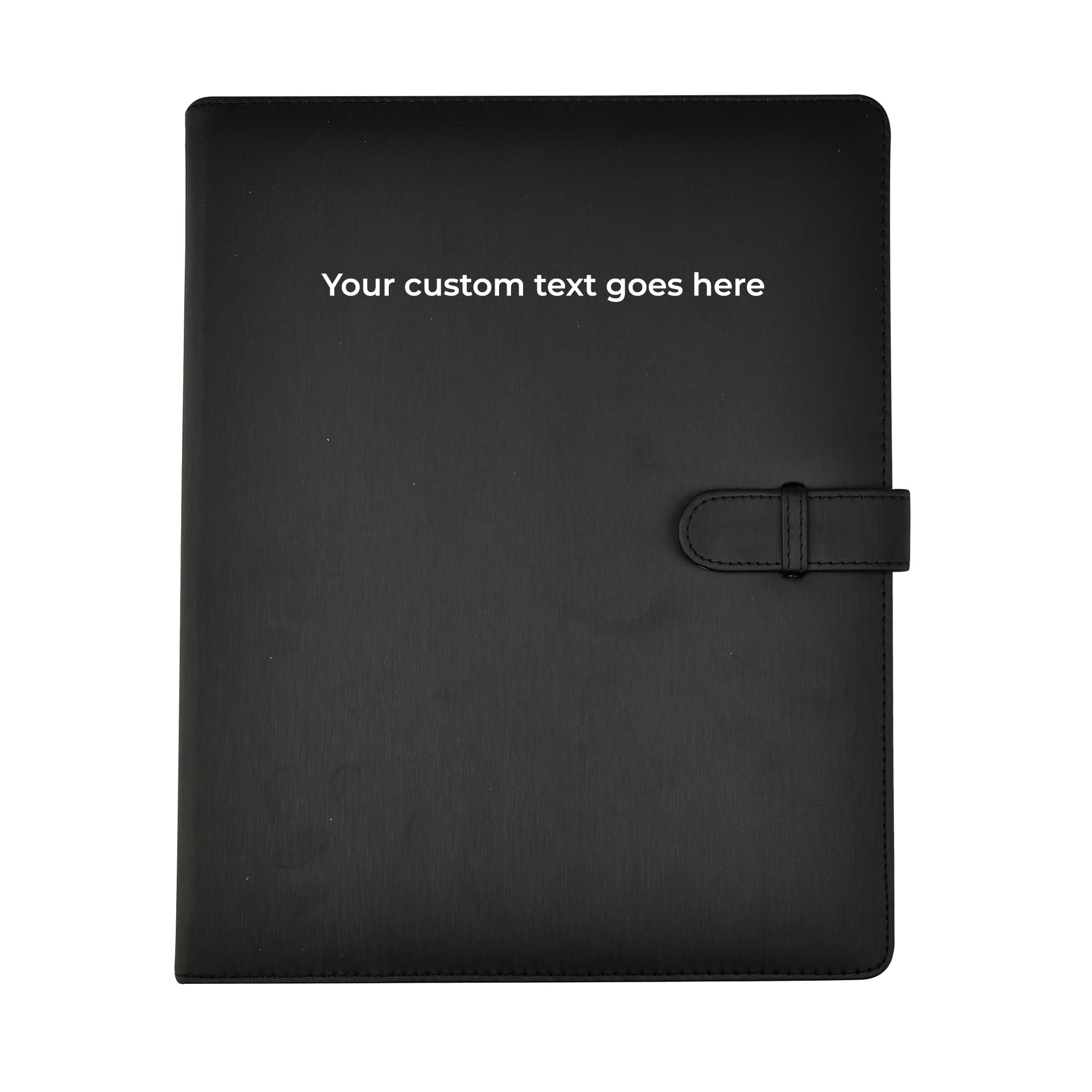 ARPAN A4 Professional Presentation Display Book – Custom Personalized Notebook, 50 Pockets for 100 Views, Certificate Folder Leather Look, Ring Binder A4 Portfolio Binder | Closure Belt (Black)
