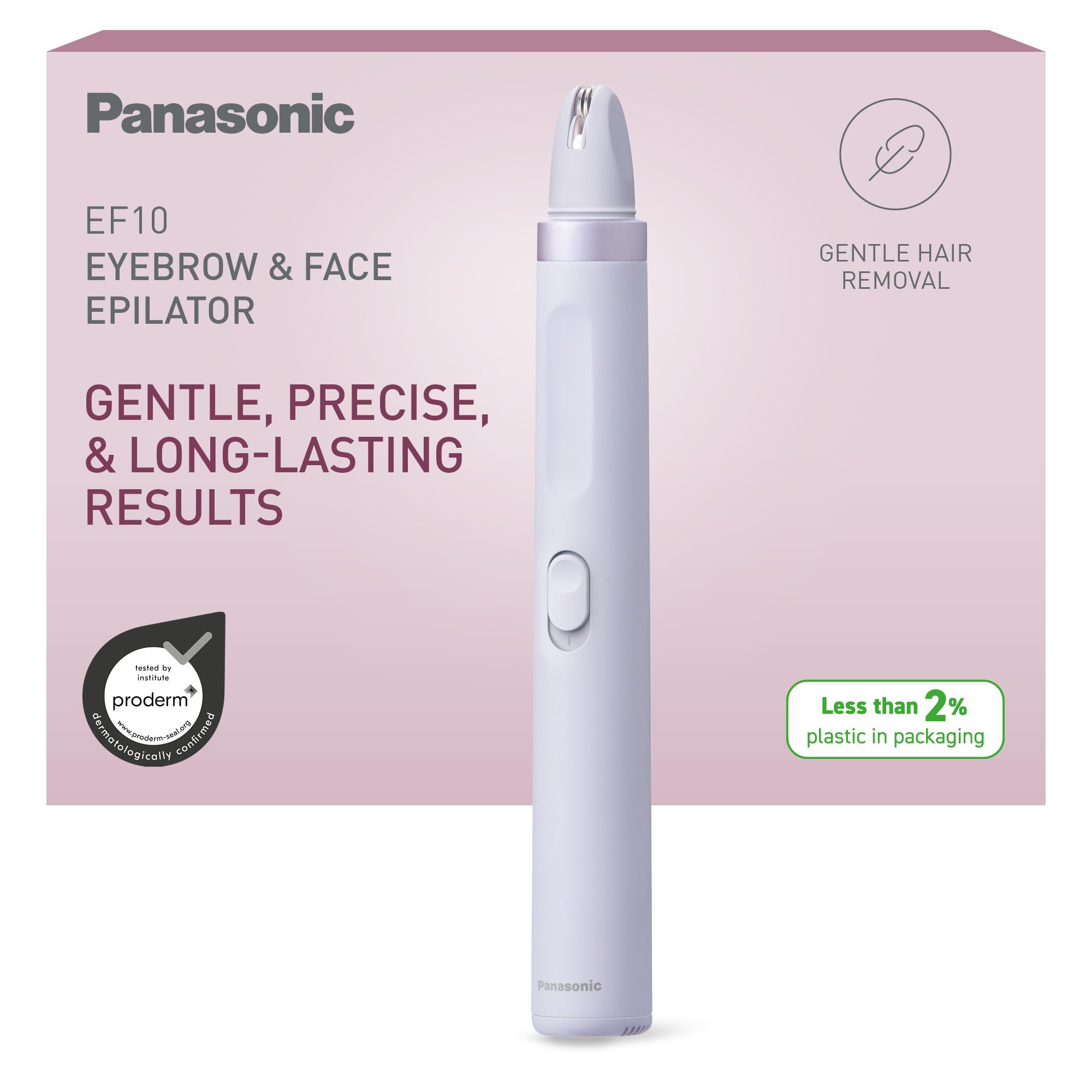 Panasonic ES-EF10-V503 Epilateur Sourcils et Poils du Visage pour Femmes, Épilateur Sourcils, Lumière LED, Design Stylo Compact, Piles AA, Lilas