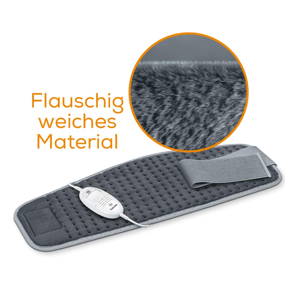Beurer HK 49 Cosy Heizkissen, zur Anwendung an Bauch und Rücken, mit Gummiband und Klettverschluss, Abschaltautomatik, maschinenwaschbar, Grau