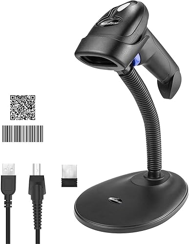 NetumScan - Escáner de código de barras inalámbrico 1D 2D con soporte, escáner de código QR automático portátil compatible con escaneo de pantalla,