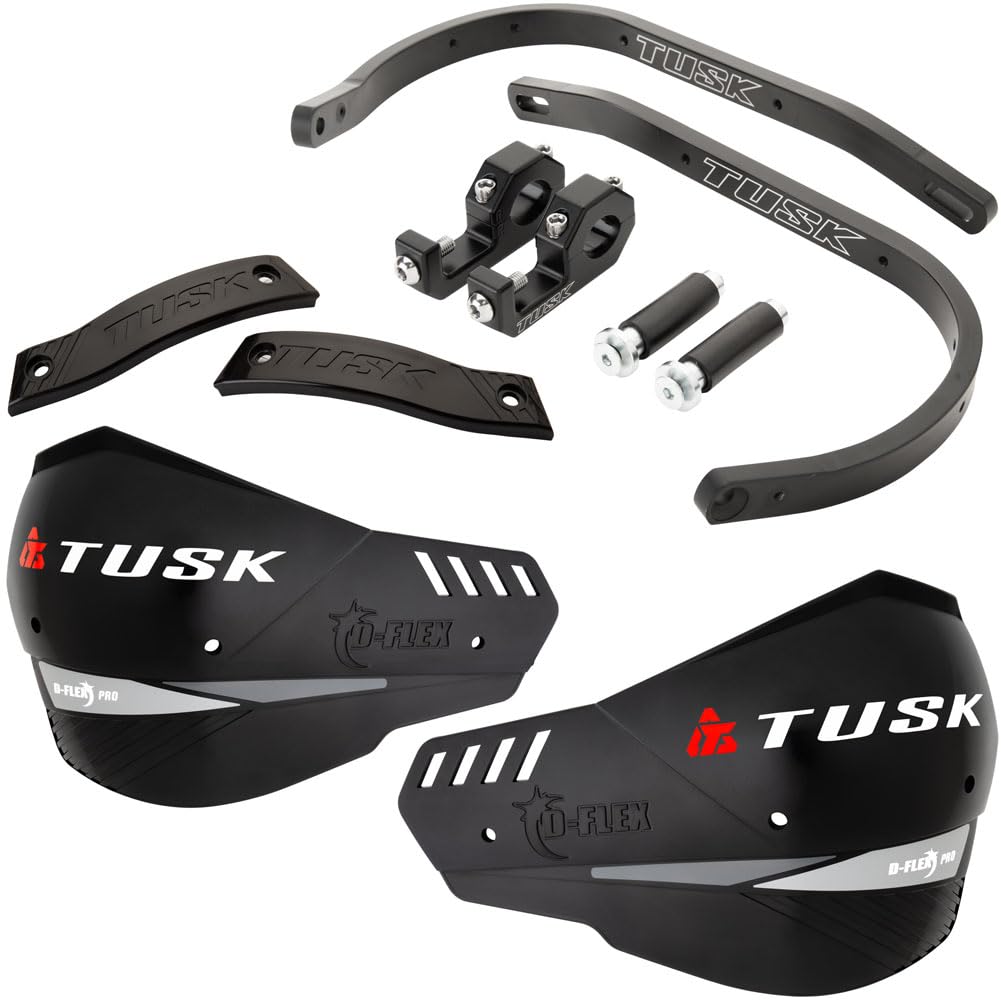 Photo 1 of Tusk D?Flex Pro Handguards – Black Aluminum Bar/Black Shields – Universal Aluminum Fit for 7/8? Handlebars – Dirt Bike MX Motocross ADV Adventure Motorcycle