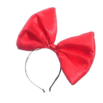Faylay Women Solid Color Cloth Big Bowknot Headband Cute Bow Knot Headwear for Cosplay Party Red