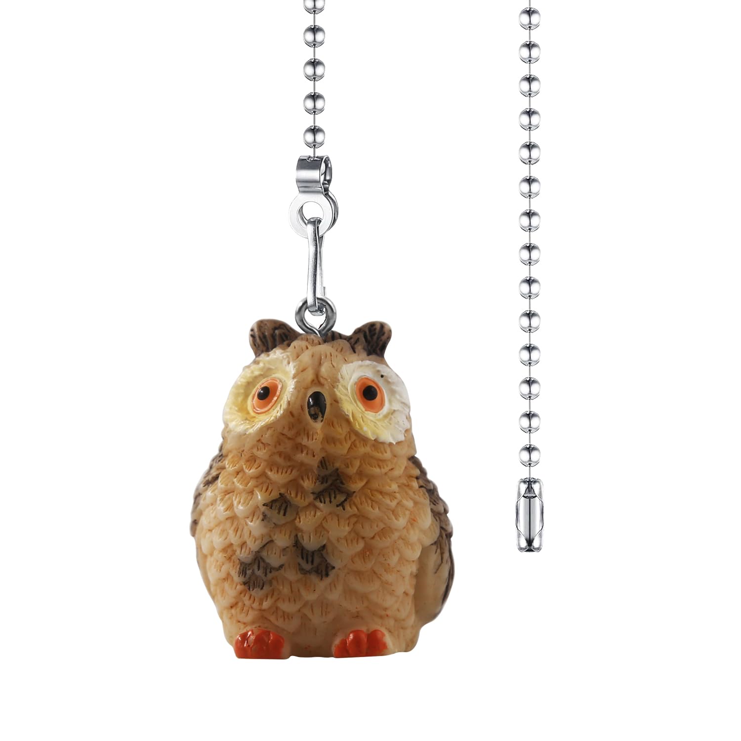 Owls Ceiling Fan Pull Chain,Cute Realistic Bird Animal Pulls Charm Extension Decorative,12in 3mm Diameter Beaded Fan Light Pull Chains Extender Ornaments for Kids Room