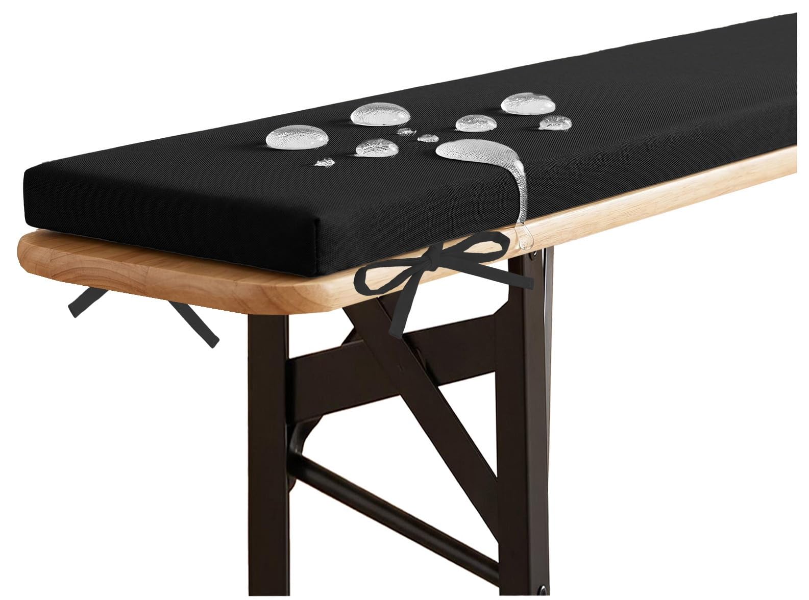 YNJJKA Outdoor Picnic Bench Seat Cushion, Outdoor Picnic Table Seat Benchs Cushions with Zipper, Long Narrow Bench Cushion Waterproof 80% Thick 5cm/1.9" with Ties(Black,120x50 cm 47x20 in)