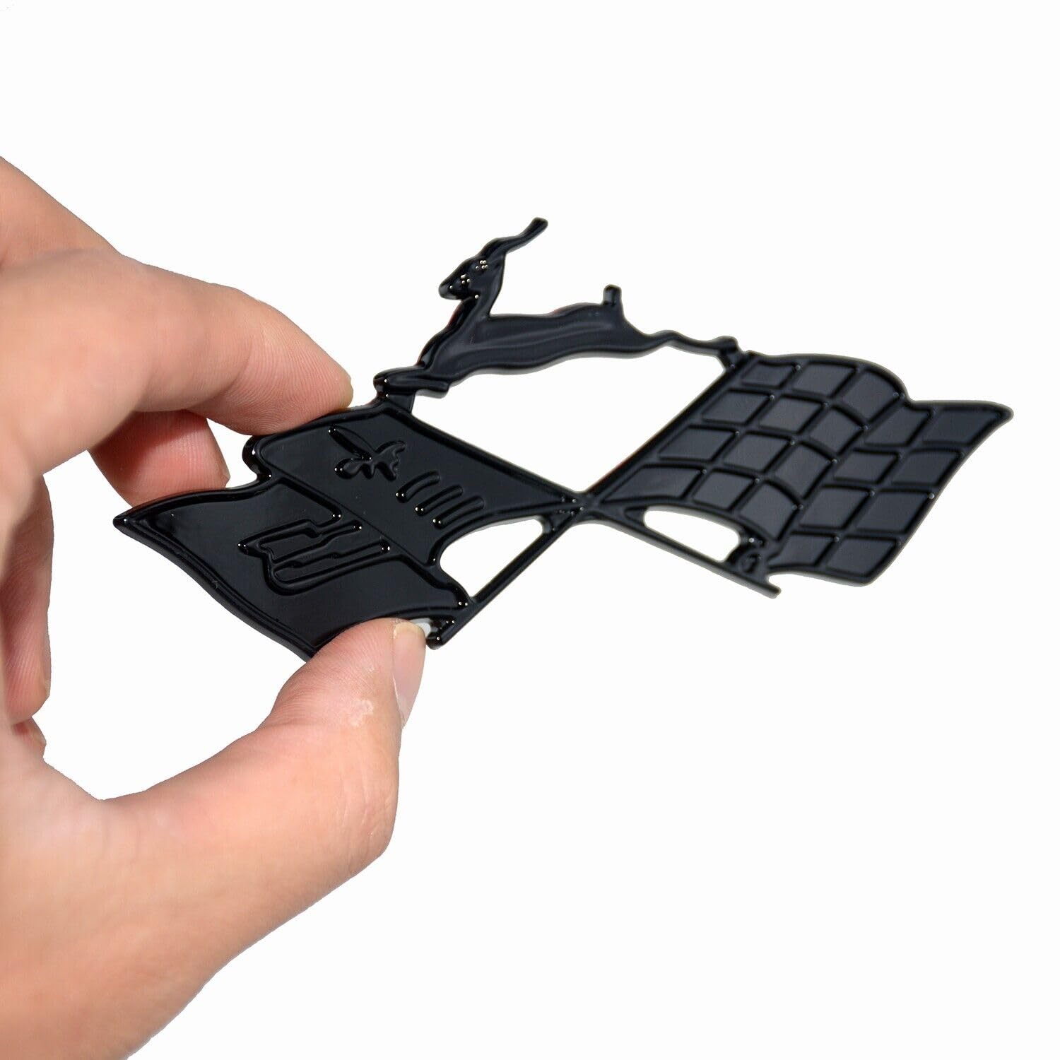 1Pc 1961 Impala Die Cast Rear Quarter Panel Emblem Crossed Flag 3D Badge Sticker KC4525 Replacement for Impala (Glossy Black)