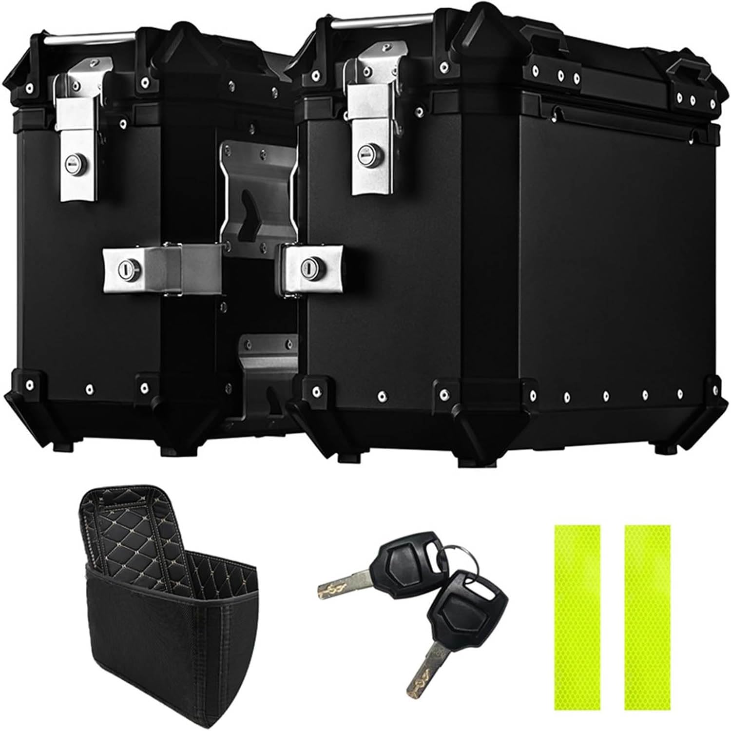 Coffre de moto en aluminium noir 38L, valise latérale haut de gamme avec serrure