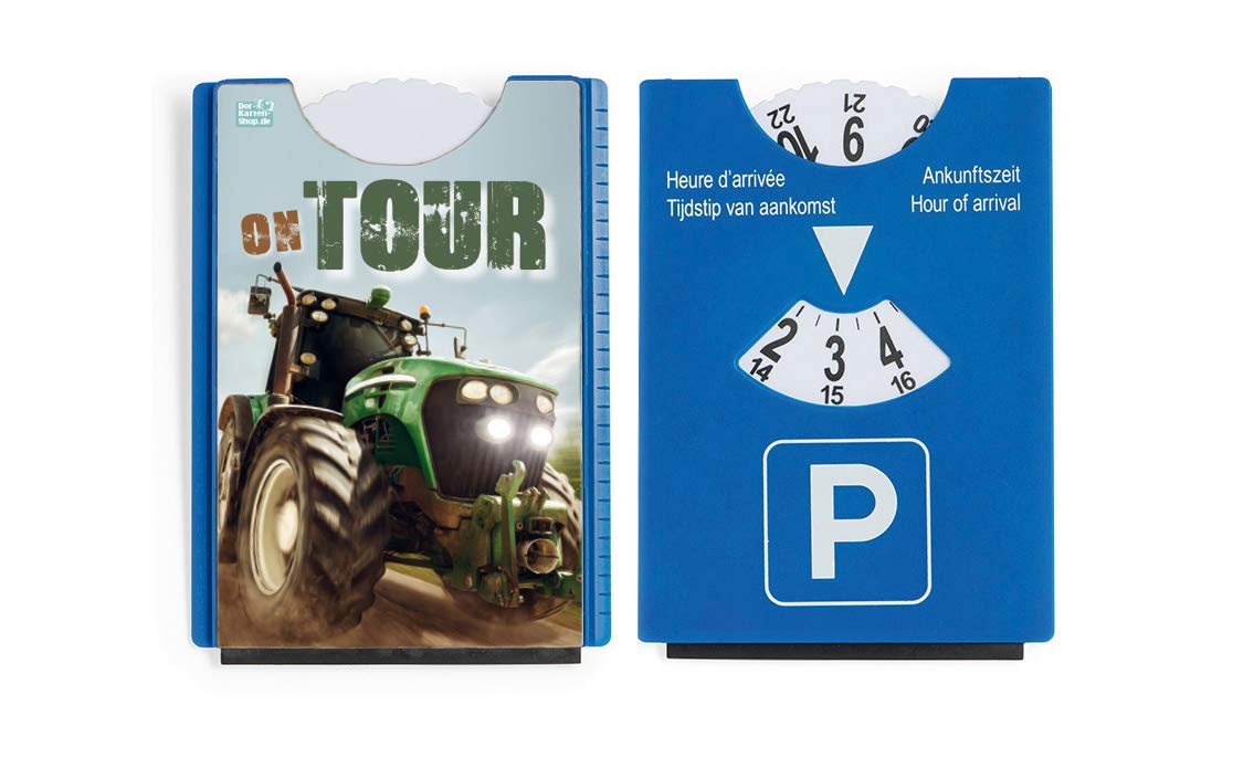 Der-Karten-Shop.deFun Parking Disc with Ice Scraper and Rubber Lip Tractor On Tour!
