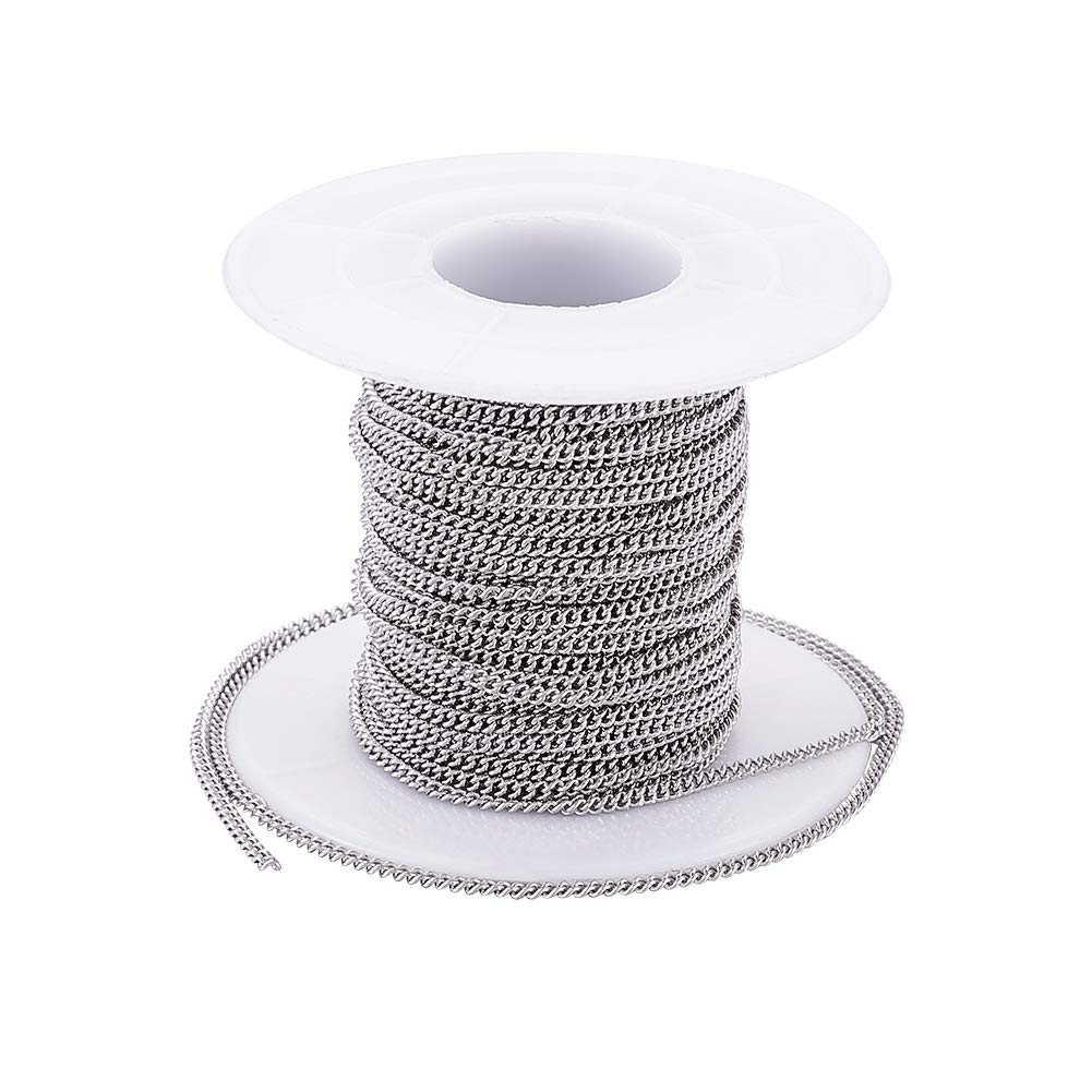 KISSITTY 32.8 Feet Stainless Steel Unwelded Cross Chain - 4x3x0.8mm Oval Link Cable For DIY Jewelry Making, Hypoallergenic - View #10