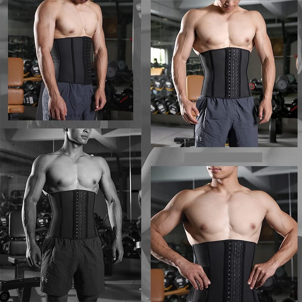 Men Waist Trainer Belt Corset Trimmer Belly Sweat Band Sweat Sports Girdle Waist Cincher(Black1,Small)