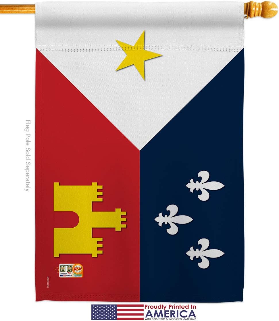 Acadiana House Flag Dowel Set Americana States USA American Territories Republic Country Particular Area Small Decorative Gift Yard Banner Made In 28 X 40