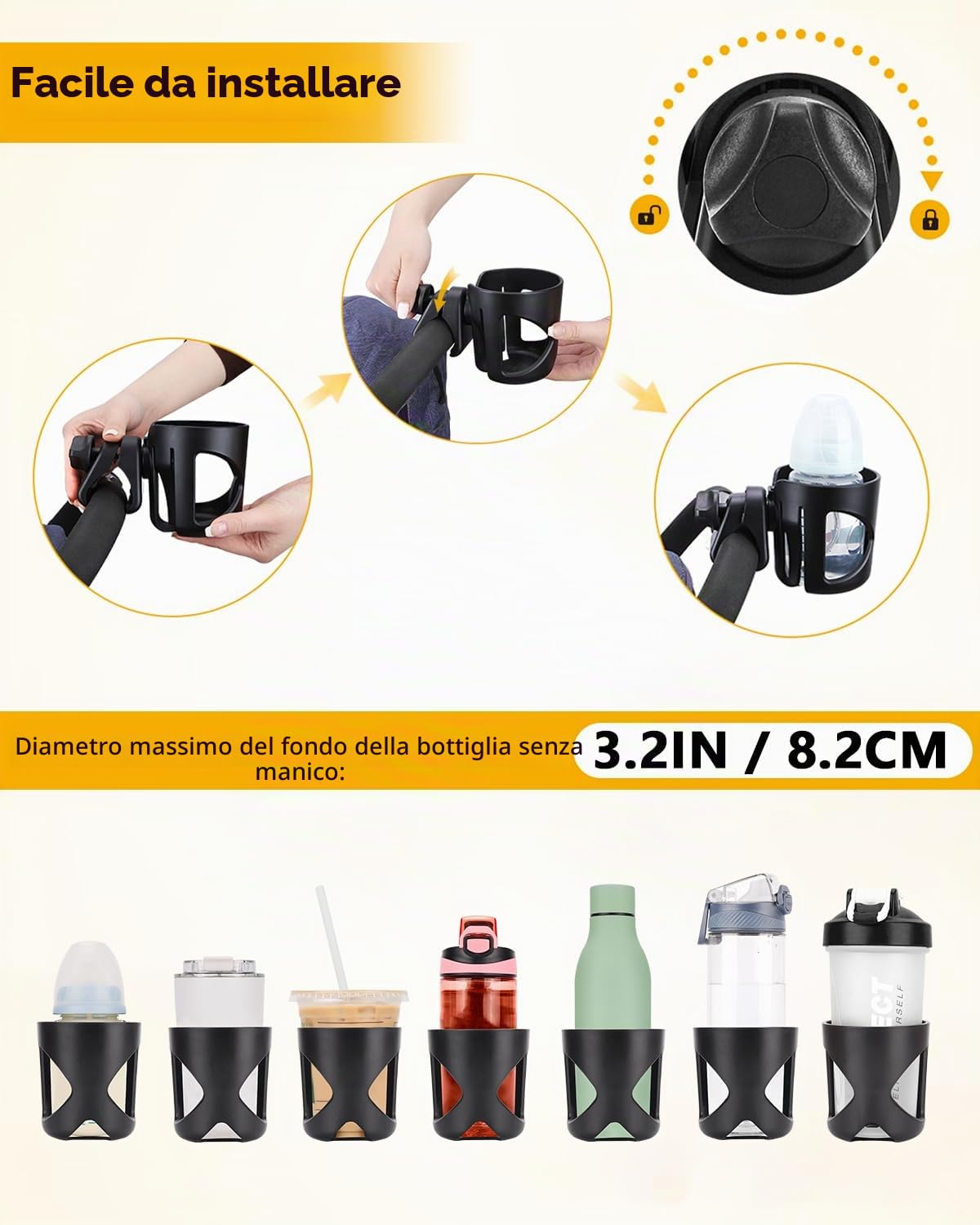 Portabicchieri per genitori per passeggino, portabicchieri per passeggino, accessorio universale per biciclette, bottiglie