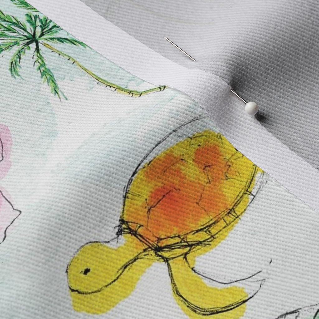 Spoonflower Fabric - Rainbows Hawaii Turtle Tropical Watercolor Hawaiian Surf Rainbow Printed on Denim Fabric Fat Quarter - Bottomweight Apparel Home Decor Upholstery