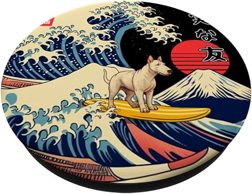 Miniatura 2 de Bull Terrier japonés Kanagawa Wave Surf Loyal Dog PopSockets intercambiables PopGrip