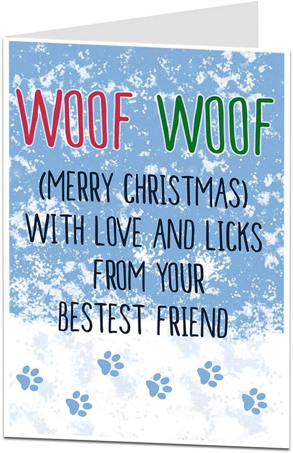 Christmas Card From The Dog Cute Funny Pet Theme Xmas Message Perfect For Mum Dad & All Owners