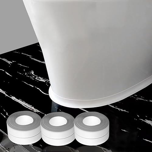3 tiras selladoras de cinta de calafateo blanca, 1.5 x 10.5 pies, de PVC, autoadhesiva, impermeable, para baño, ducha, fregadero, baño, cinta de