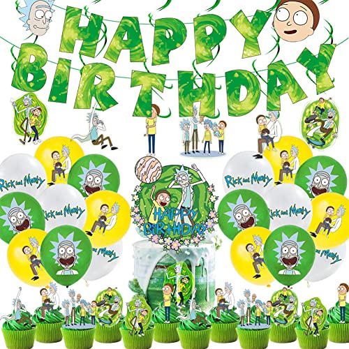 Decoración Cumpleaños Rick Morty Globos 50 Piezas Rick Morty Tema Suministros Fiesta Conjunto...