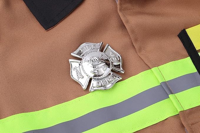 Miniatura 2 de yolsun disfraz de bombero para niños y niñas, 7piezas