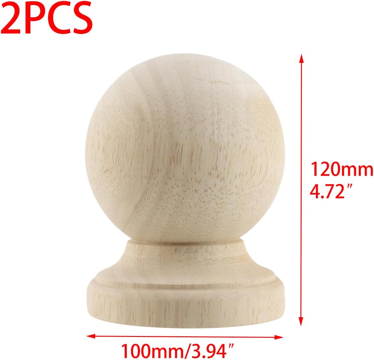Wealrit 2 PCS Decorative Unfinished Wood Crafts Finials, Solid Wooden Curtain Rods Finial for Bed Post Finials Curtain Rod Ends Decorative Cap Dowel Rod Cabinet Decor Finials Indoor Use -Type 05