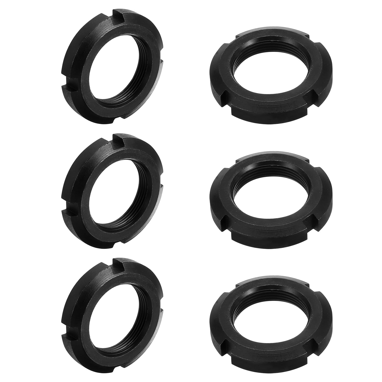 QUARKZMAN M33x1,5mm - 6uds Retención Cuatro-Ranuras Ranurada Redondo Tuerca - Carbono Acero Redondo Bloqueo Tuerca para Varios Rodamientos, Industrial Campo, Negro