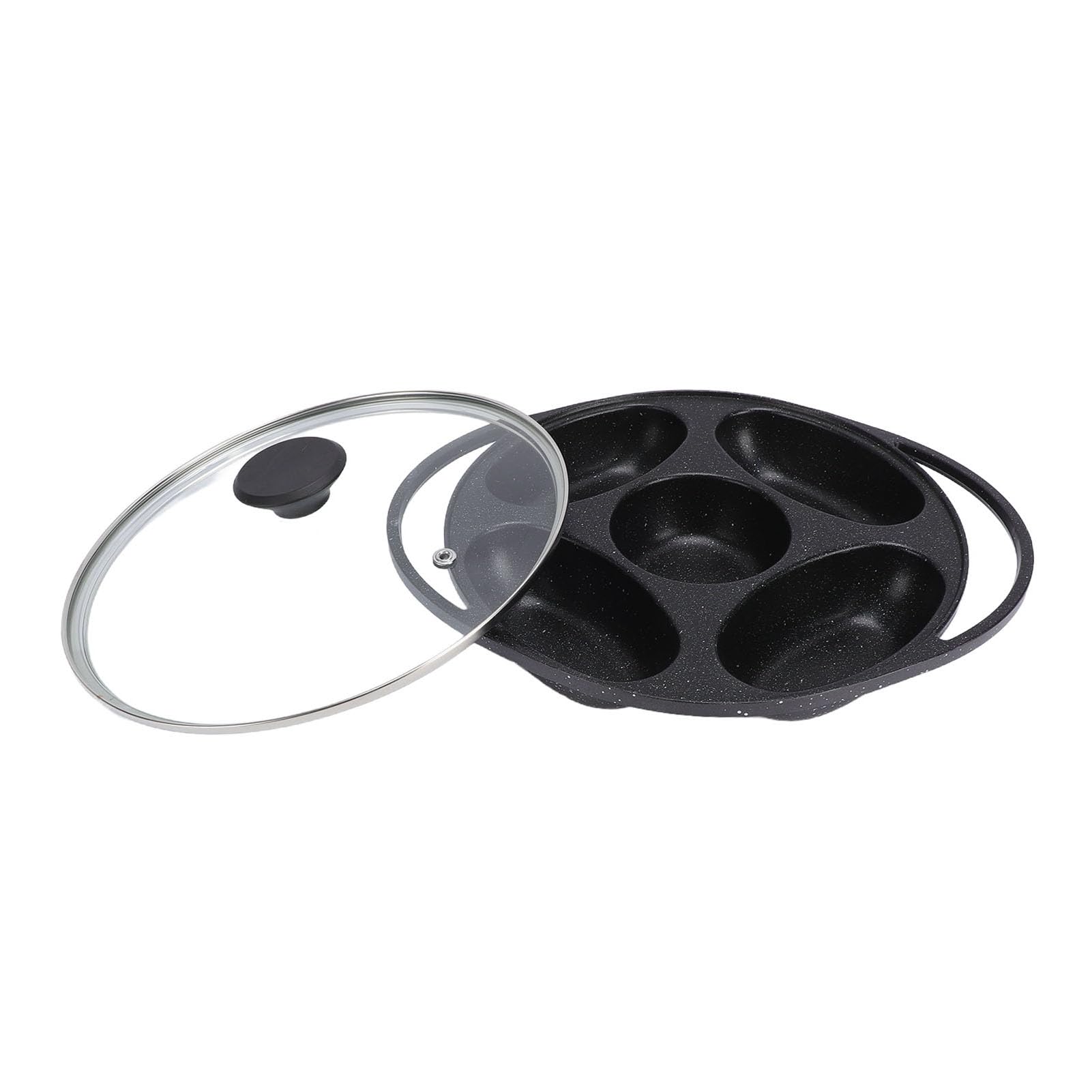 Bewinner Teglia per Dolci Antiaderente a 5 Fori - Mini Teglia per Pancake in Lega di Alluminio con Coperchio, da Forno da 24 Cm con Riscaldamento Uniforme per Cottura di Muffin, Pasticcini e Torte,