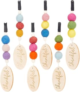 6Colors Wool Felt Ball Car Diffuser Car Diffuser Vent Clip Wood, 6pcs Essential Oil Car Diffuser Car Air Vent Clips with Lettering Wooden Pendant Boho Car Accessories for Car Interior Decor