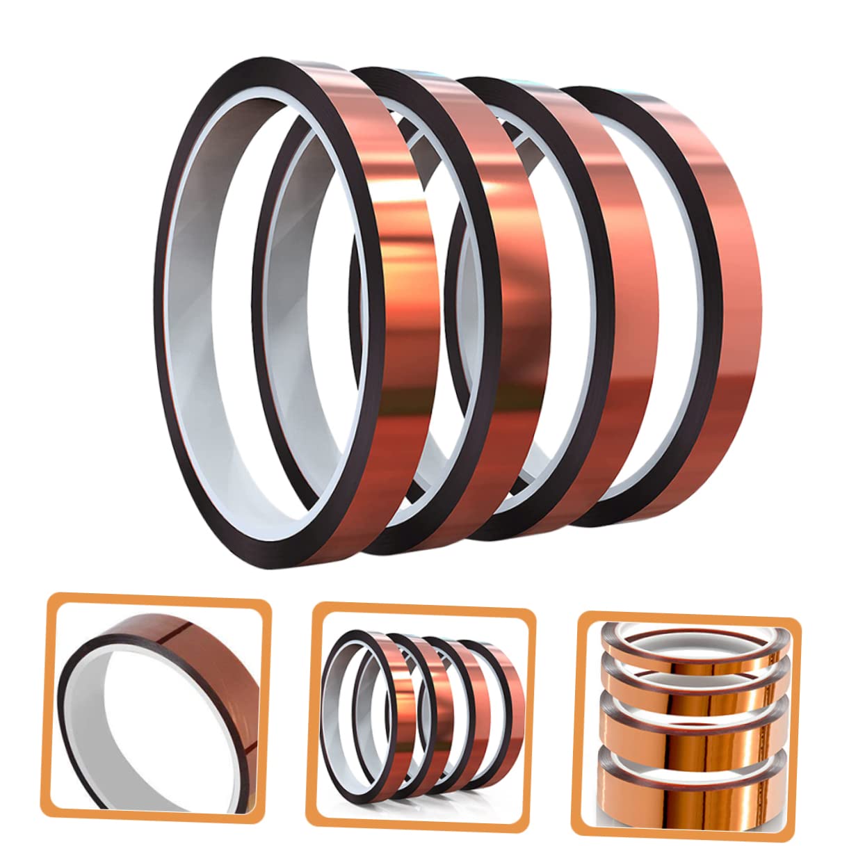 MUCKLILY 4 Rolls Heat Resistant Double Sided Tape Removable Heating Tape Dual-Sided Adhesive Roll