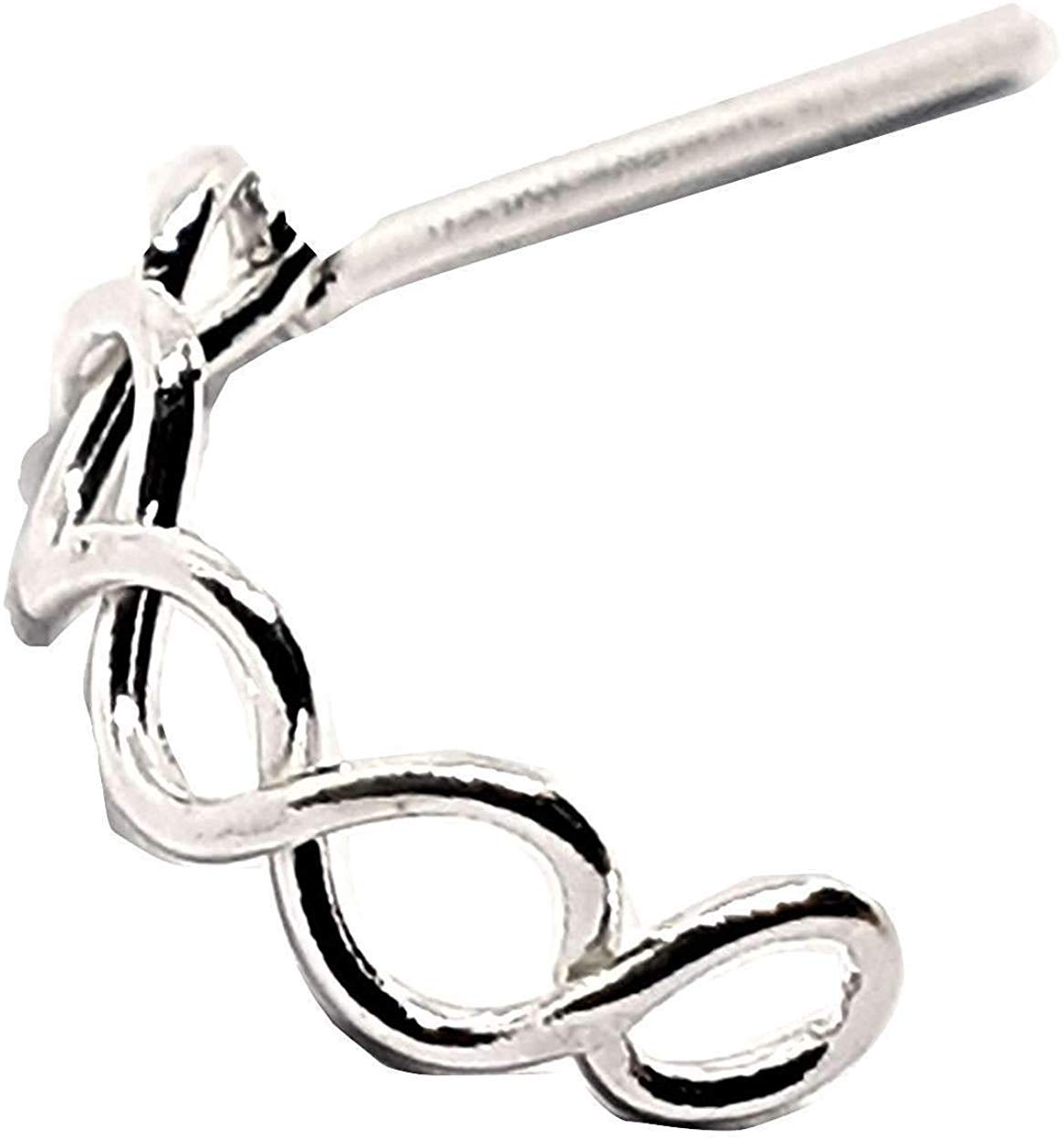 Eclectic Shop Uk Nose Stud Half Ring Crawler Infinity Criss Cross Twist Knot 22 Gauge (0.6mm) 925 Silver Straight L Bendable Post