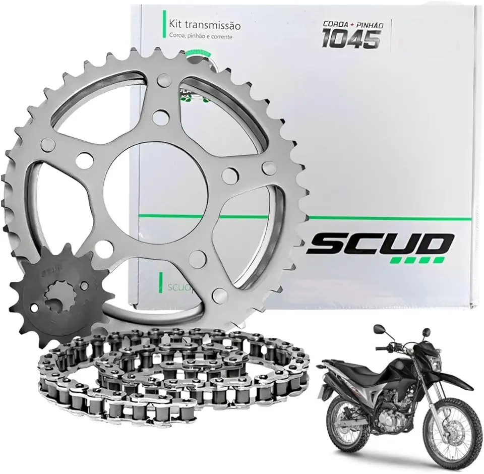 Kit de Transmissão SCUD para Honda NXR Bros 150 2003-2015, Corrente 428HX130L, Pinhão 17D, Coroa 50D