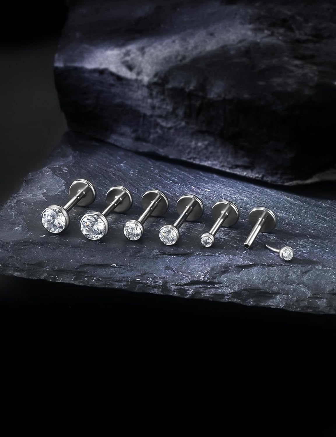 20G 18G 16G F136 Titanium Threadless Flat Back Earrings Nose Studs Tragus Forward Helix Conch Cartilage Lobe Earrings Medusa Labret Snake Bite Monroe Lip Ring Piercing Jewelry For Women Men - Image 5