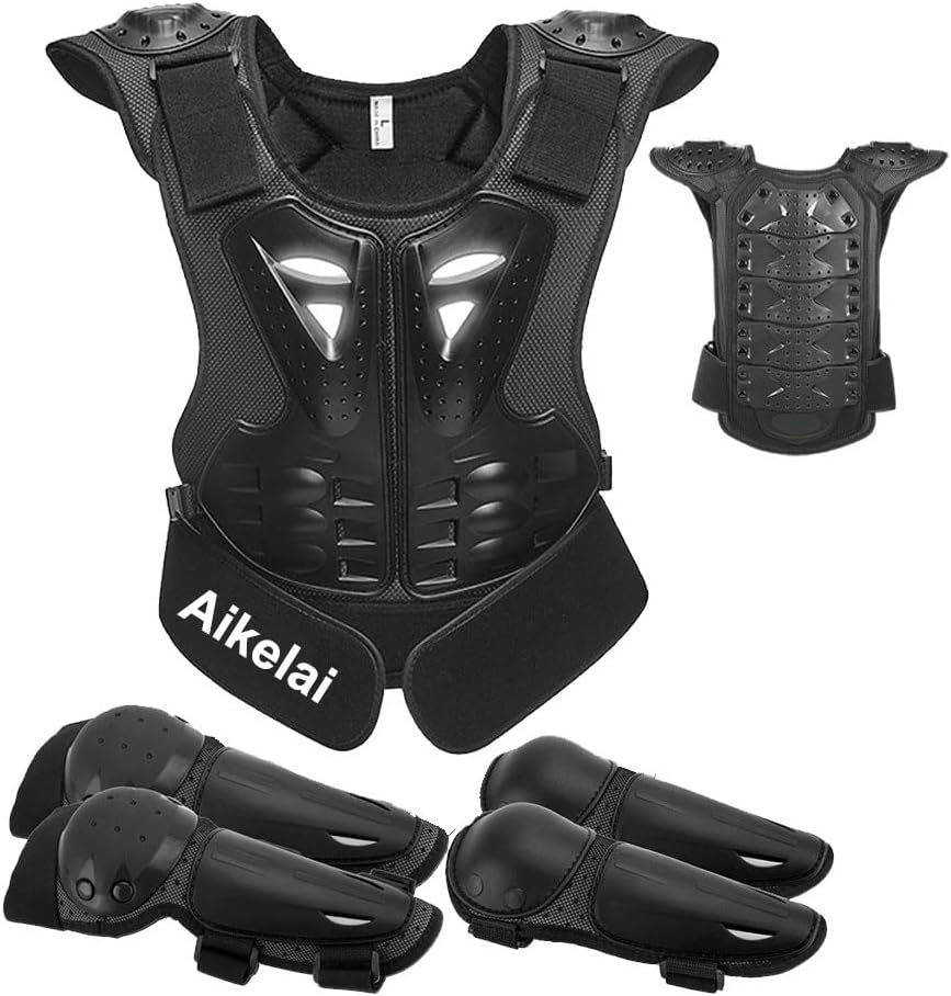 Youth Kids Chest Protector Dirt Bike Gear and Elbow Knee Pads,Motorcycle Chest Armor Motocross Dirtbike Protective Gear for Child,Boy and Girls