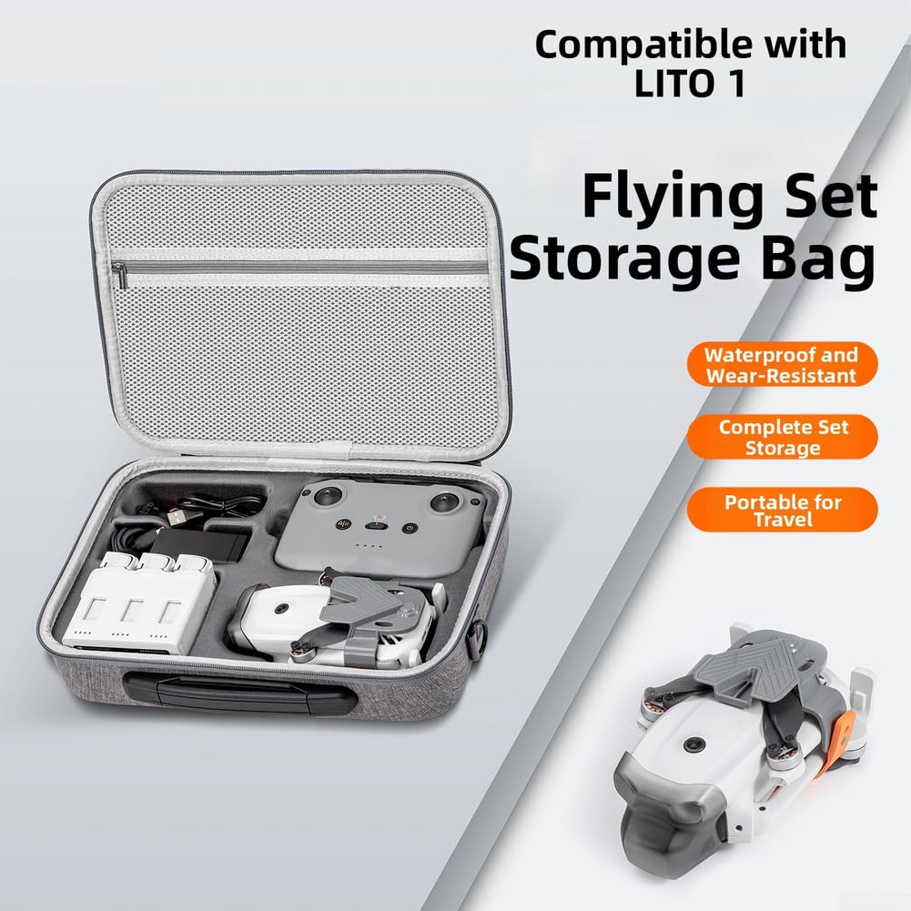 Tragetasche für Lito1 Kit, wasserdichte Nylon-Hartschalen-Aufbewahrungstasche mit Crossbody-Gurt für Reisefotografie