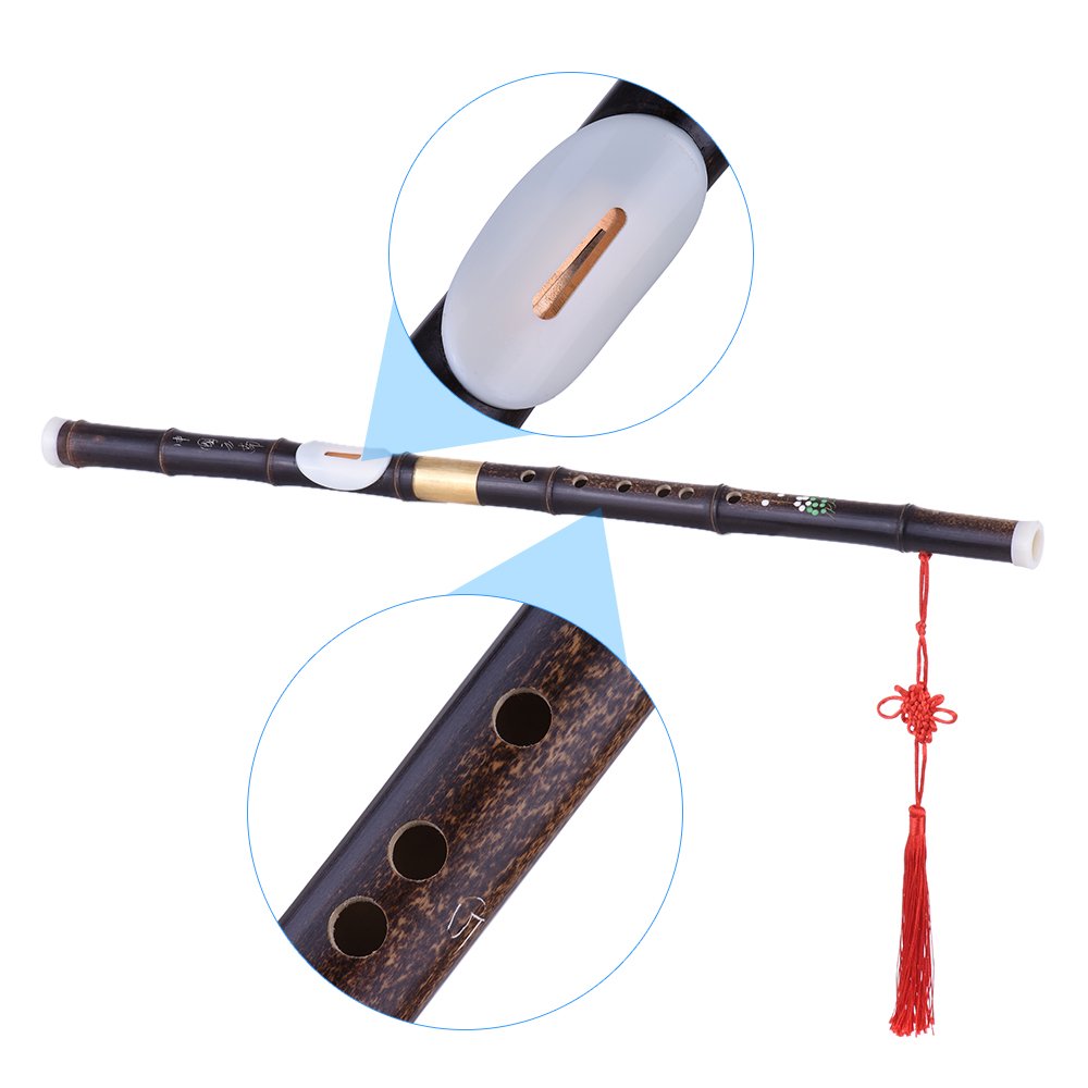 Bau,HUIOP Detchable Natural Black Bawu Ba Wu Transverse Flute Tuyau Instrument de musique en G Key pour débutants Music Lovers comme cadeau,cadeau pour enfant,Bau