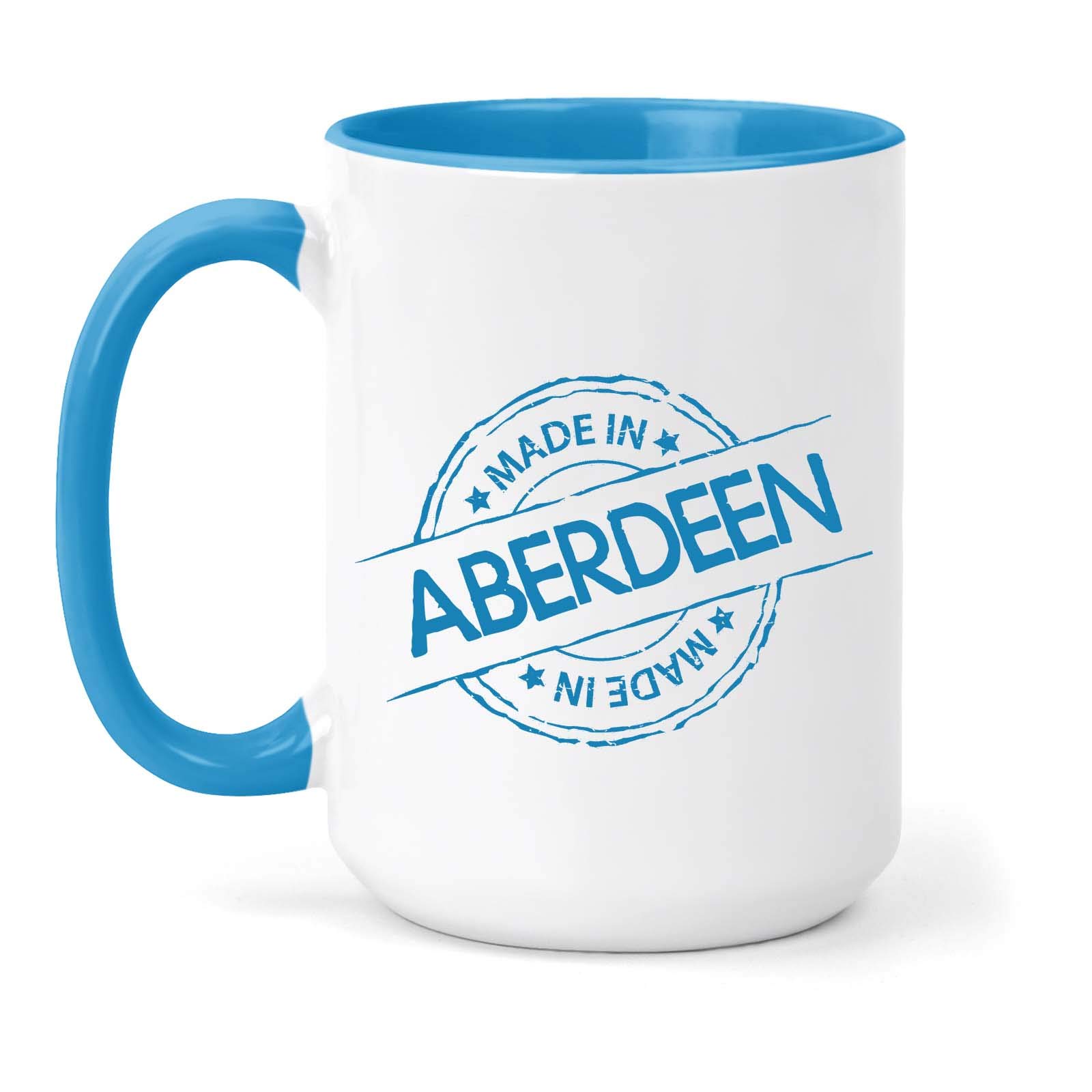 teesandmugs Made in Aberdeen Ceramic Mug - Unique Gift for Home and Office - Ely Town Keepsake Souvenir (Blue)